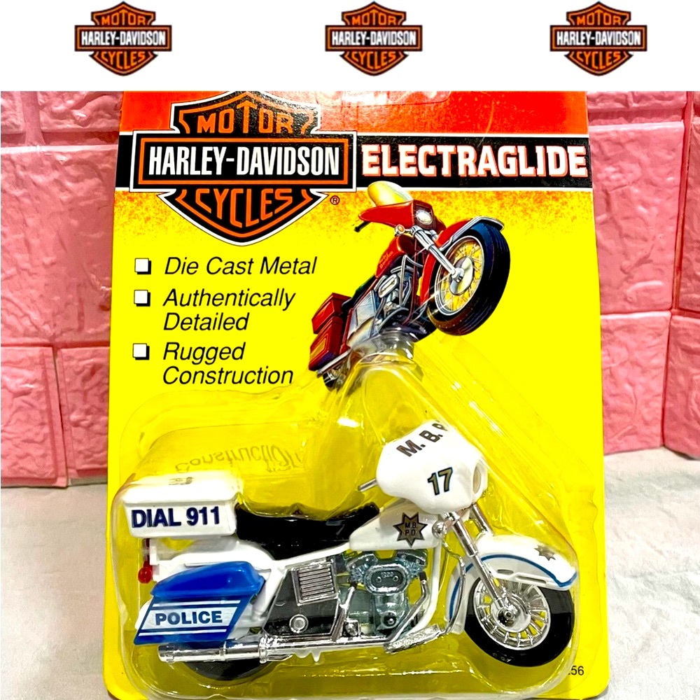 🛍️HARLEY DAVIDSON Matchbox Electraglide police Motorcycle Die-cast size4x5 NIB